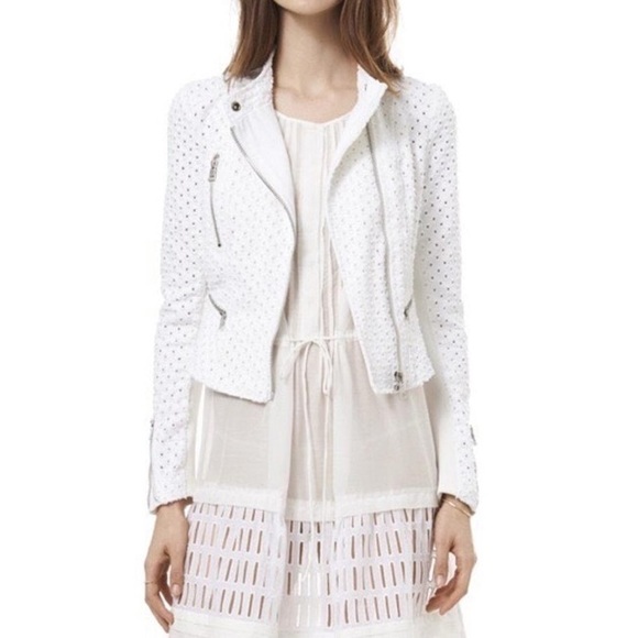 Rebecca Taylor Jackets & Blazers - Rebecca Taylor White Denim Moto Jacket